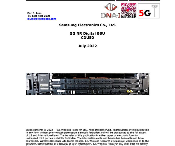 EJL Wireless Research Analyzes Samsung Networks 5G NR CDU50